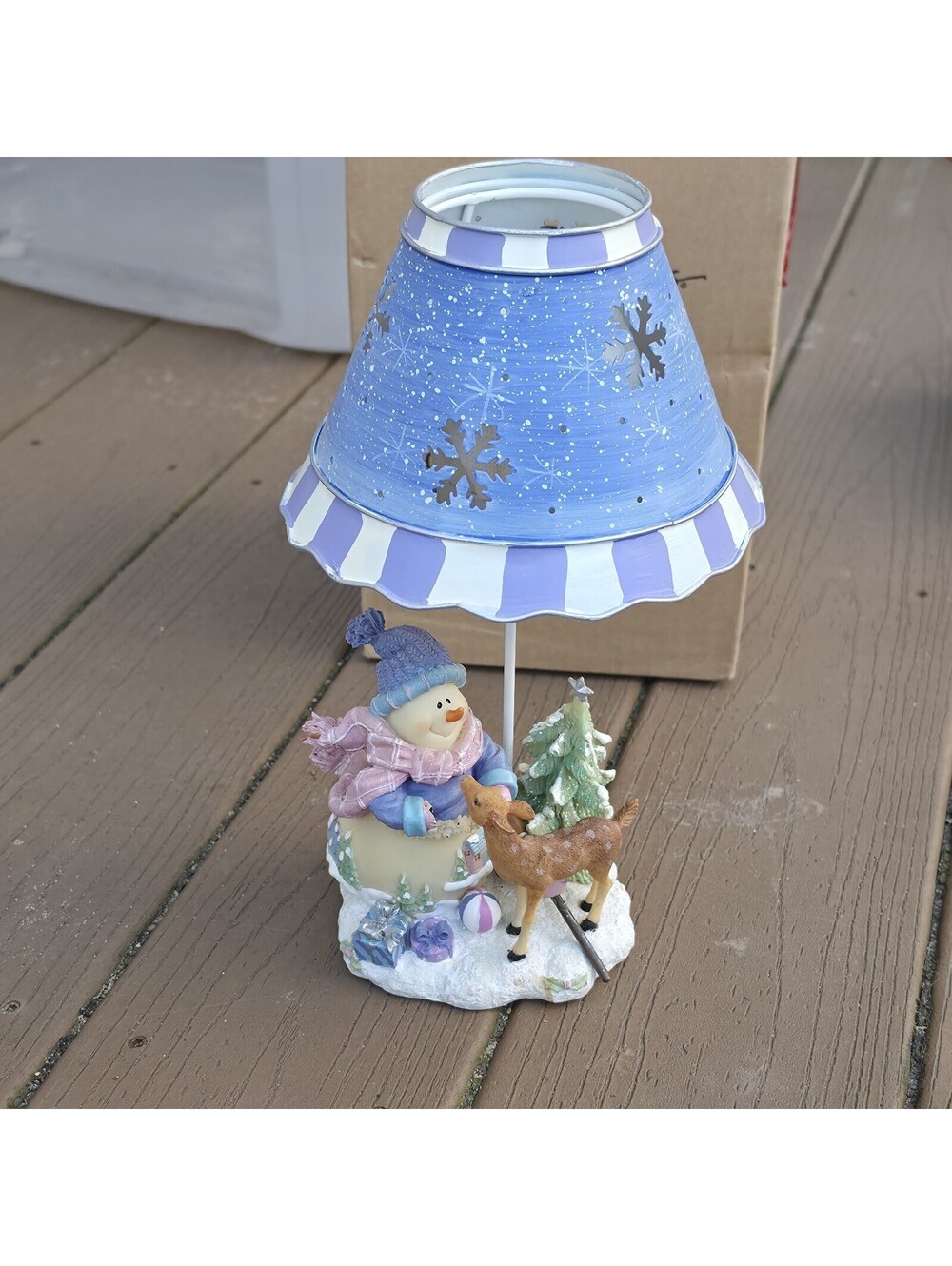Home Interiors Snowman Tea Light Candle Holder Lamp Shade Christmas Holiday